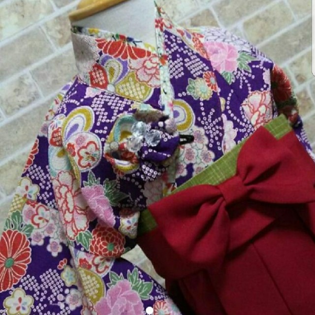 *着物*ハンドメイド♪袴ワンピース★紫に現代古典柄 キッズ/ベビー/マタニティのベビー服(~85cm)(和服/着物)の商品写真