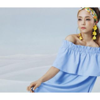 エイチアンドエム(H&M)の安室奈美恵 オフショルダーワンピース ブルー(ミニワンピース)