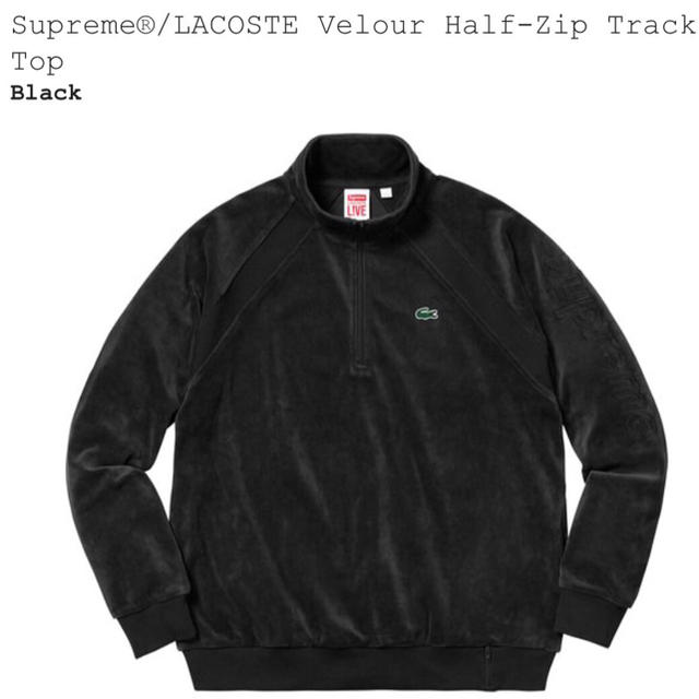 Supreme LACOSTE コラボ ベロア ハーフジップ 長袖 S ブラック-