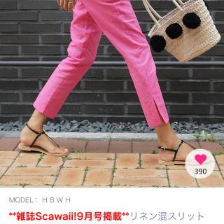 ディーホリック(dholic)の新品 dholic ディーホリック リネン パンツ ピンク スラックス(クロップドパンツ)