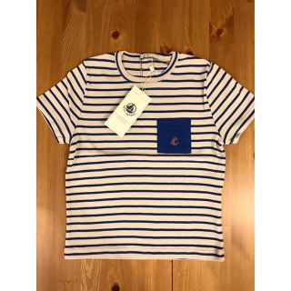 プチバトー(PETIT BATEAU)のあめんぼ様専用♡36m プチバトー ポケット付きボーダー半袖Ｔシャツ ブルー(Tシャツ/カットソー)