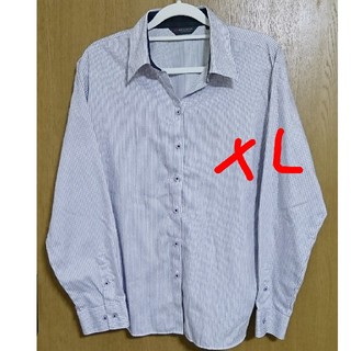 BRICKHOUSE 紫ストライプシャツ XL(シャツ/ブラウス(長袖/七分))