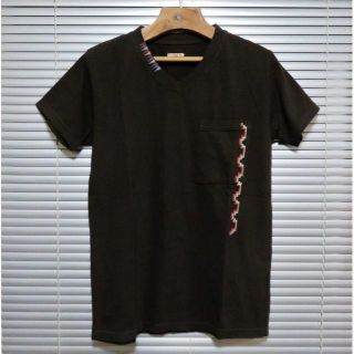 キャピタル(KAPITAL)の新品 KAPITAL ポケット Vネック Tシャツ 2 M ブラウン 日本製 (Tシャツ/カットソー(半袖/袖なし))