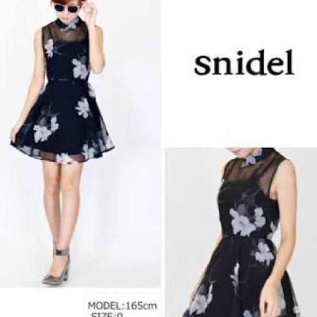 SNIDEL(スナイデル)のハイネックオーガンジーワンピ－ス 美品 レディースのワンピース(ひざ丈ワンピース)の商品写真