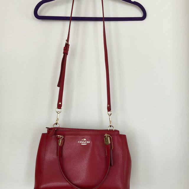 美品 コーチ COACH レザー 2WAY ハンドバッグ ショルダー レッド Y01635