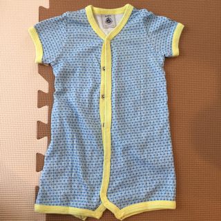 プチバトー(PETIT BATEAU)のプチバトー ブルー 肌着 ロンパース(肌着/下着)