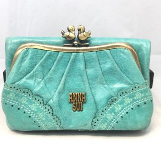 アナスイ(ANNA SUI)のアナスイ ANNA SUI ライトグリーン レザー がま口 折財布 新型(財布)