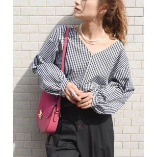 スピックアンドスパン(Spick & Span)のspick&span ギンガムチェックVネックブラウス(シャツ/ブラウス(長袖/七分))