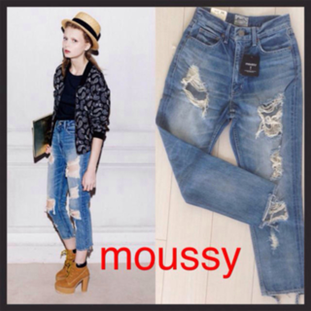 moussy(マウジー)のmoussy/クラッシュデニム/新品 レディースのパンツ(デニム/ジーンズ)の商品写真