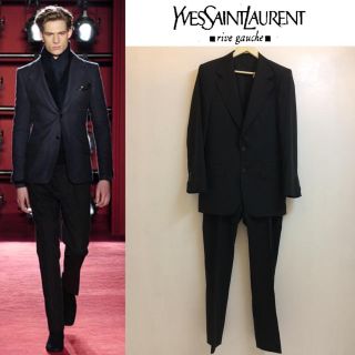 YSL イヴ サンローラン 黒グレー系 スーツ セットアップ