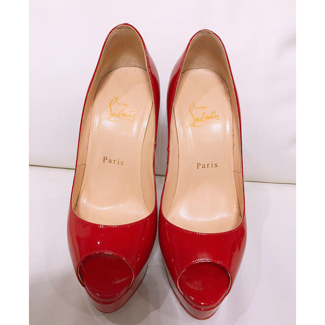 Christian Louboutin - ルブタン 赤 ヒール15cm 37ハーフ 美品の通販 by 49kgからの57kgのデブになり