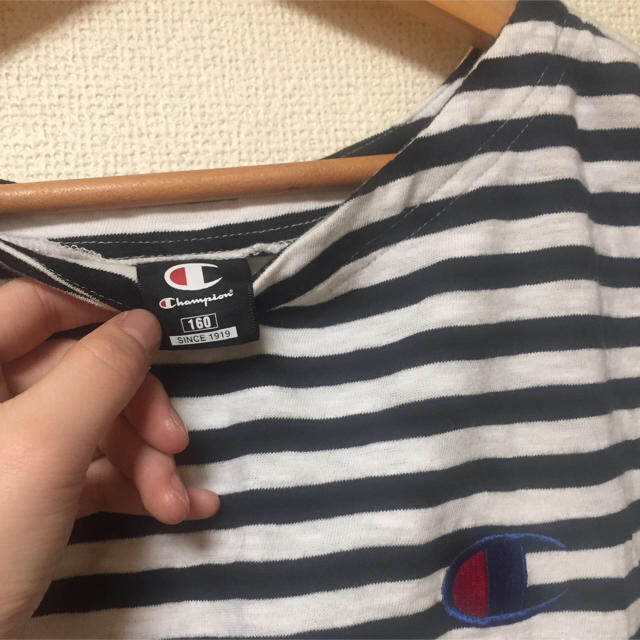 Champion(チャンピオン)のチャンピオン ボーダーワンピース Tシャツ 160cm キッズ/ベビー/マタニティのキッズ服女の子用(90cm~)(ワンピース)の商品写真