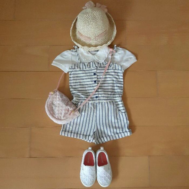 babyGAP(ベビーギャップ)の100㎝⭐2点セット♪babyGapストライプボーダーサロペ+コムサ白フリルポロ キッズ/ベビー/マタニティのキッズ服女の子用(90cm~)(ワンピース)の商品写真