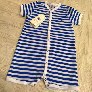 プチバトー(PETIT BATEAU)のプチバトー 18SS ボーダーショートロンパース 12m 新品(ロンパース)