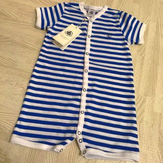 プチバトー(PETIT BATEAU)のプチバトー 18SS ボーダーショートロンパース 未発売サイズ18m 新品(ロンパース)