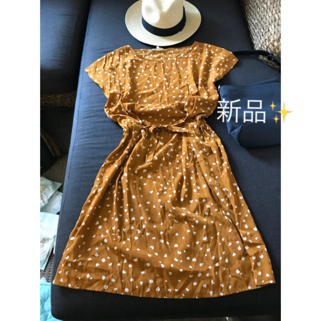 Cutie Blonde(キューティーブロンド)の新品✨マスタードブラウン ワンピース✨レディース Lサイズ✨ レディースのワンピース(ひざ丈ワンピース)の商品写真