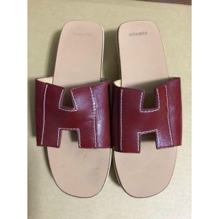 エルメス(Hermes)の専用　美品　エルメス　サンダル　濃い赤　36　Hロゴレザー(サンダル)