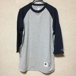 チャンピオン(Champion)の新品 Champion 7分袖 ラグランTシャツ グレー×ネイビー L(Tシャツ/カットソー(七分/長袖))