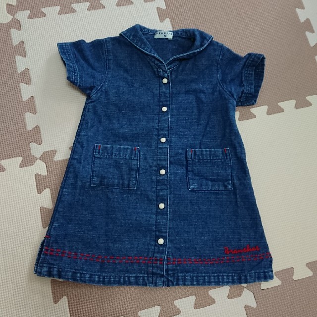 Branshes(ブランシェス)のデニムワンピースチュニック90㎝ キッズ/ベビー/マタニティのキッズ服女の子用(90cm~)(ワンピース)の商品写真