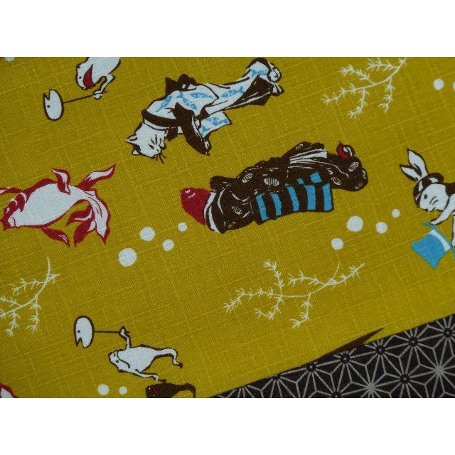 ハンドメイド 作り帯 鳥獣戯画柄