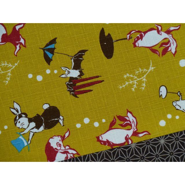 ハンドメイド 作り帯 鳥獣戯画柄