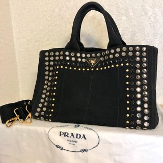 専用P 本物 美品 プラダ PRADA ビジュースタッズ カナパ2way