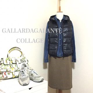 ガリャルダガランテ(GALLARDA GALANTE)の美品ストレッチボーダータイトスカート(ひざ丈スカート)