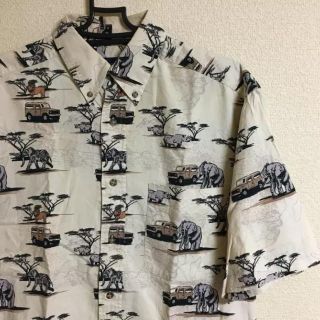 US古着 puritan サファリ 総柄シャツ アニマル柄(シャツ)