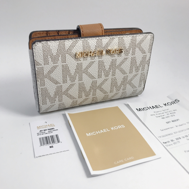 新品！MICHAEL KORS　MK柄　折り財布　バニラ/MK22