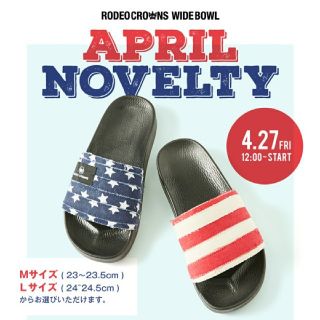 ロデオクラウンズワイドボウル(RODEO CROWNS WIDE BOWL)のRCWB最新ノベルティ サンダルMサイズ※送料を浮かすため箱は無しの値段です。(サンダル)