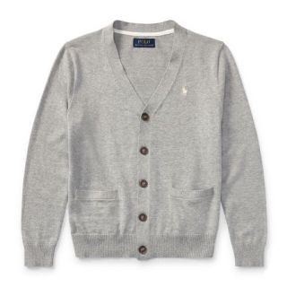 ポロラルフローレン(POLO RALPH LAUREN)のラルフローレンコットンVネックカーディガン グレー M・150cm位(カーディガン)