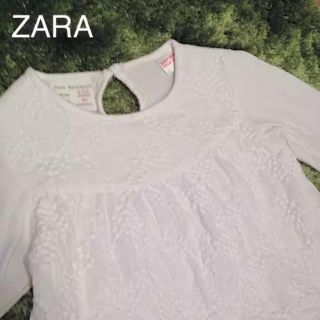 ザラ(ZARA)の美品 ZARA 刺繍ブラウス 白 80(シャツ/カットソー)