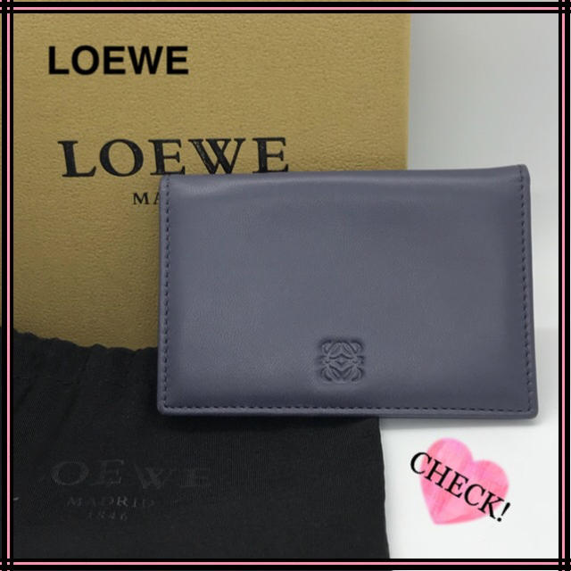 美品！LOEWE ロエベ 名刺入れ カードケース パープル系 本物 レザー