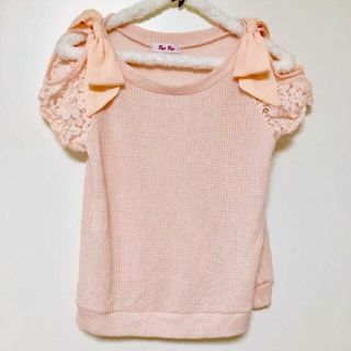 バイバイ(ByeBye)のsmiley様専用☆袖レース 肩リボン ピンクサマーニット(Tシャツ(半袖/袖なし))