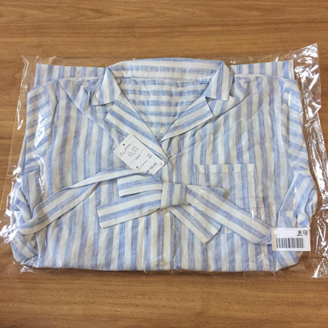 ストライプロングシャツ サックスLL レディースのトップス(シャツ/ブラウス(長袖/七分))の商品写真