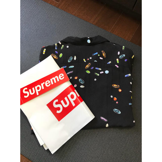 supreme 希少 黒 Mサイズ Pills Rayon Shirt 18ss 3