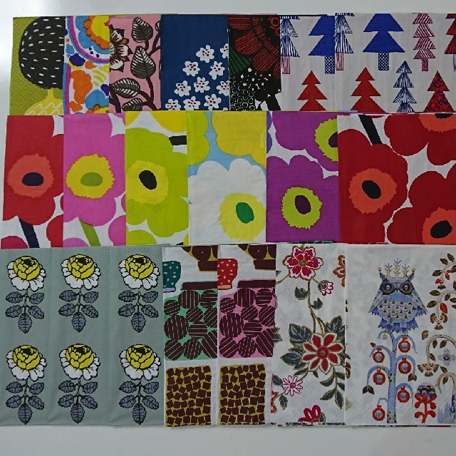 marimekko(マリメッコ)のマリメッコ　他　ペーパーナプキン　20枚③ ハンドメイドの素材/材料(その他)の商品写真