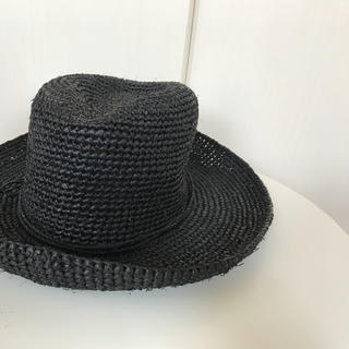 ムジルシリョウヒン(MUJI (無印良品))のMUJI ラフィア 帽子 黒  美品(ハット)