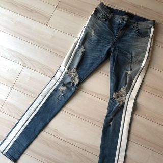 サンローラン(Saint Laurent)のamiri トラックデニムパンツ！ジャスティン愛用！NACOP様専用！(デニム/ジーンズ)