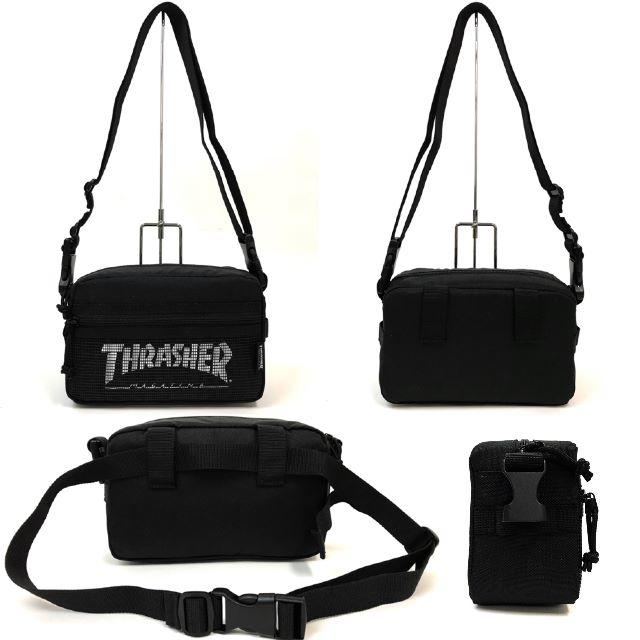 THRASHER(スラッシャー)の【THRASHER】2Wayミニショルダー［BK/WH×メッシュ］ メンズのバッグ(ショルダーバッグ)の商品写真