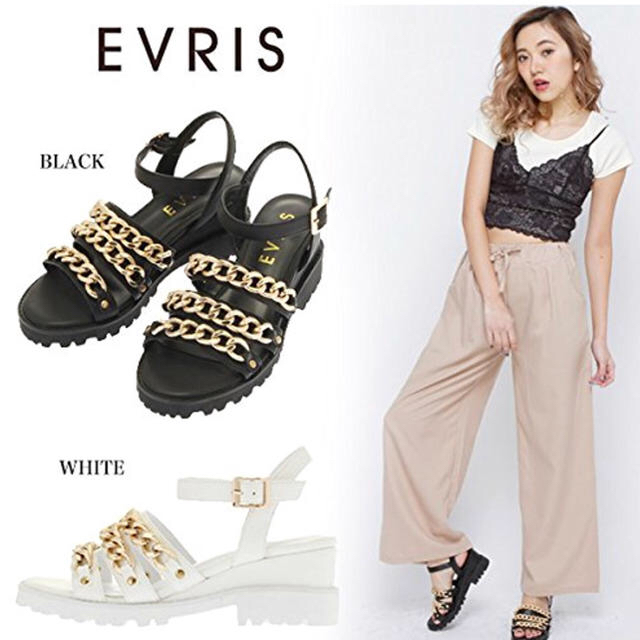 EVRIS(エヴリス)のEVRISチェーンサンダルホワイト レディースの靴/シューズ(サンダル)の商品写真