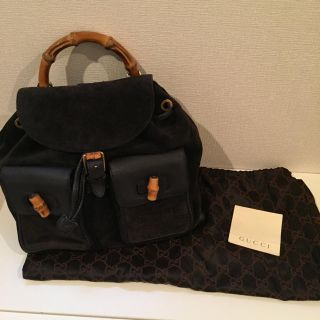 グッチ(Gucci)のグッチ バンブーリュック 黒 中古(リュック/バックパック)