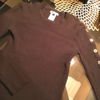 ダブルスタンダードクロージング(DOUBLE STANDARD CLOTHING)のダブスタ☆リブカットソー☆ゴールドボタン(カットソー(長袖/七分))