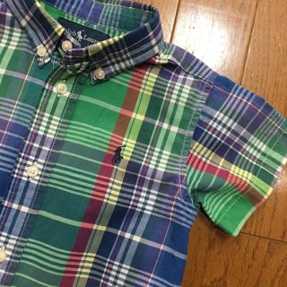 ラルフローレン(Ralph Lauren)のボタンダウン チェック 半袖 シャツ 90cm グリーン(ブラウス)