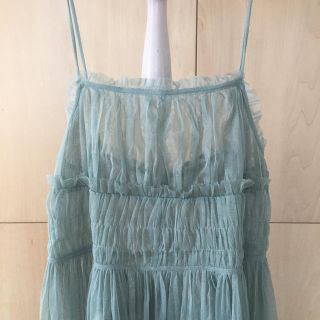 ザラ(ZARA)のZARA ミントグリーンチュールドレス(ロングワンピース/マキシワンピース)