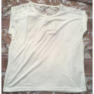 シマムラ(しまむら)の新品しまむらレース切替半袖TシャツM白(Tシャツ(半袖/袖なし))
