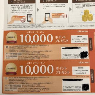 エヌティティドコモ(NTTdocomo)のdポイントクーポン 10000ポイント×2枚(その他)