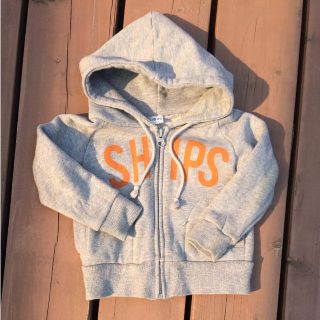 シップスキッズ(SHIPS KIDS)のシップス ロゴパーカー ライトグレー×オレンジ SHIPS (ジャケット/コート)