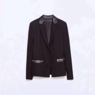 ザラ(ZARA)のウールレザージャケット(ノーカラージャケット)