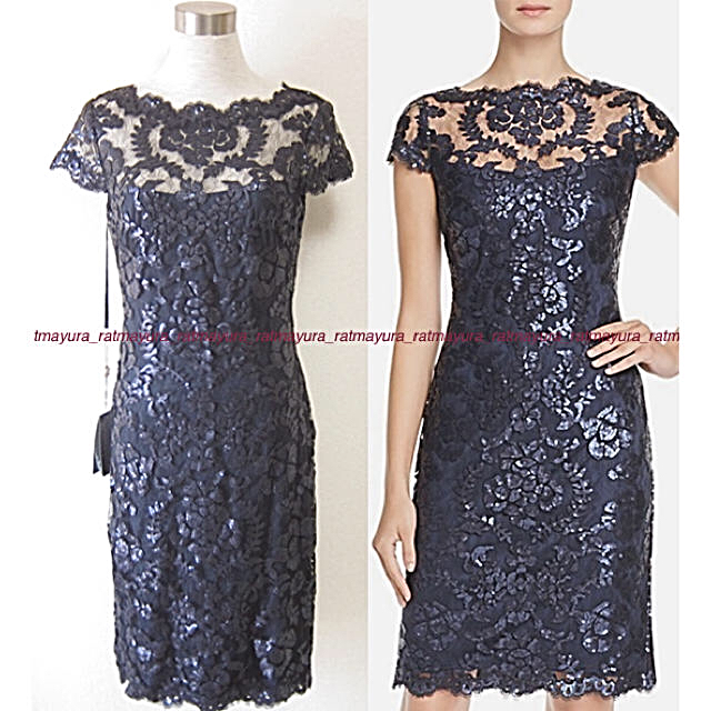 【新品】TADASHI SHOJI スパンコールレースジャージーワンピース